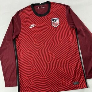 Nike USA Soccer Shirt Mens Large Red Long Sleeve Dri-FIT‎ USMNT Training Top